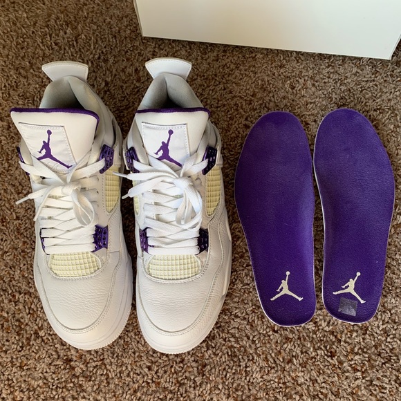 Air Jordan 4, all white/metallic purple, 9/10, size 9.5 main image 5